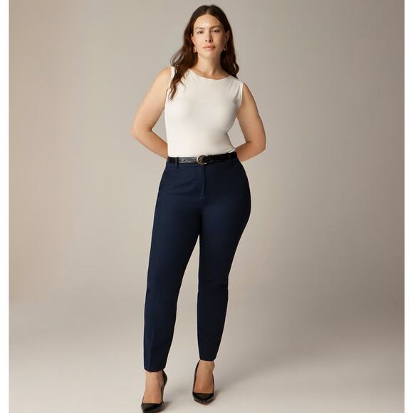 J.Crew New Cameron Pants WMNS 18 Navy Four Season Stretch Hi-Rise Slim Back Seam - Picture 1 of 8
